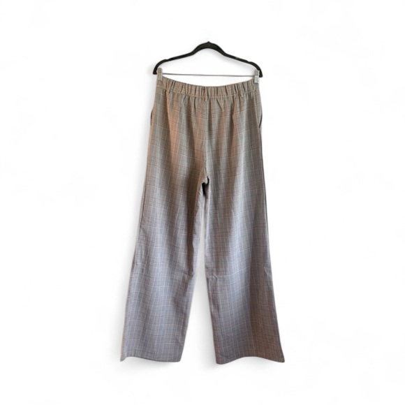 Sans Souci Adrie Plaid Trouser Pants Size Large Tan Wide Leg High Rise Tan - Picture 7 of 11